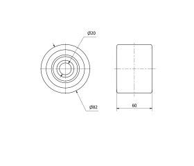 RODILLO TRANSP.KIB82-20-60 NUCLEO NYLON Y BANDA POLIUR.MARRON BOLAS