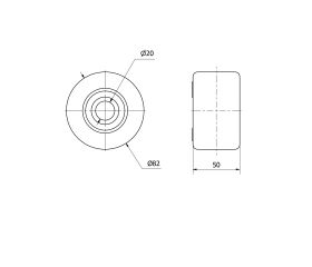 RODILLO TRANSPALETA KNB80-20-50 NYLON BLANCO EXTRAFUERTE EJE BOLAS