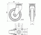 R.GIR.PLACA PLASTICO 10AN125CP-AN POLIUR.GRIS EJE BOLAS