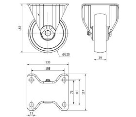 R.FIJA 110-125-2 NYLON BLANCO EJE RODILLOS