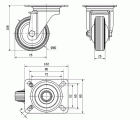 R.GIR.PLACA 120-080-1 CP METALICO-GOMA NEGRA EJE RODILLOS