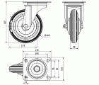 R.GIR.PLACA 120-160-1 CP METALICO-GOMA NEGRA EJE RODILLOS
