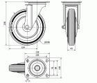 R.GIR.PLACA 120-200-1 CP METALICO-GOMA NEGRA EJE RODILLOS