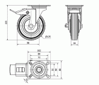 R.GIR.PLACA FRENO 120-125-3 CP METALICO-GOMA NEGRA EJE RODILLOS