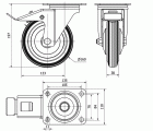 R.GIR.PLACA FRENO 120-160-3 CP METALICO-GOMA NEGRA EJE RODILLOS