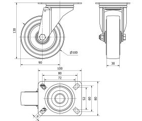 R.GIR.PLACA 121-100-1 POLIAMIX-GOMA AZUL SUPERELAST. RODILLOS