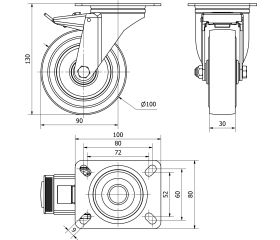 R.GIR.PLACA FRENO 121-100-3 POLIAMIX-GOMA AZUL SUPERELAST.RODILLOS