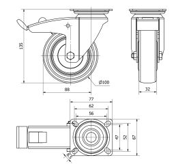 R.GIR.PLACA FRENO 300-100-3 CP POLIAMIX-GOMA GRIS EJE BOLAS