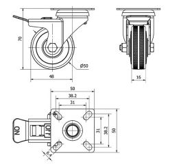 R.GIR.PLACA FRENO 310-050-3 CP POLIAMIX-GOMA GRIS EJE LISO