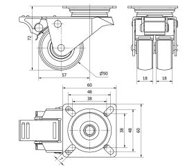 R.GIR.PLACA FRENO 411-050-3 POLIAMIDA GRIS (DOBLE) EJE LISO