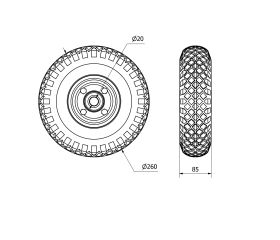 RUEDA NEUMATICA 800-260-0 NUCLEO METALICO EJE BOLAS