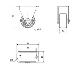 R.FIJA 415-025-2 POLIAMIX NEGRO EJE LISO