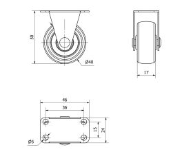 R.FIJA 415-040-2 POLIAMIX NEGRO EJE LISO