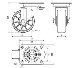 R.GIR.PLACA 111-125-1 ALUMINIO-GOMA NEGRA ELASTICA EJE BOLAS
