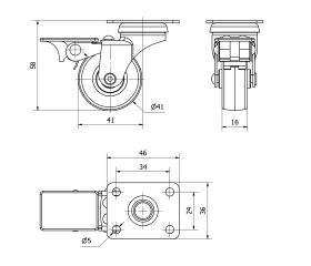 R.GIR.PLACA FRENO 601-040-3 POLIAMIX-GOMA GRIS EJE LISO