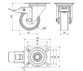 R.GIR.PLACA FRENO 130.1-080-3 CP POLIAMIX BLANCO EJE LISO