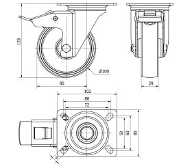 R.GIR.PLACA FRENO 130.1-100-3 CP POLIAMIX BLANCO EJE LISO