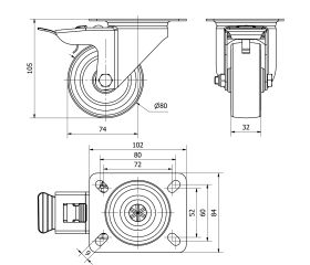 R.GIR.PLACA FRENO 124.1-080-3 POLIAMIX-GOMA GRIS EJE LISO