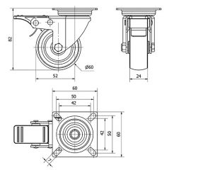 R.GIR.PLACA FRENO 401-060-3 POLIAMIX-GOMA GRIS EJE LISO