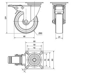R.GIR.PLACA FRENO 401-080-3 POLIAMIX-GOMA GRIS EJE LISO