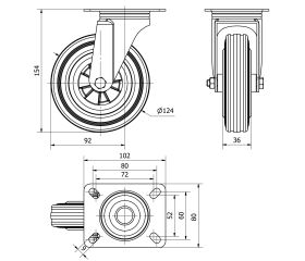R.GIR.PLACA 123.1-125-1 POLIAMIX-GOMA NEGRA EJE LISO
