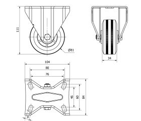 R.FIJA 123-080-2 POLIAMIX-GOMA NEGRA EJE RODILLOS