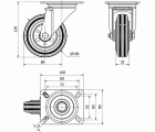 R.GIR.PLACA 125-100-1 METALICO-GOMA NEGRA EJE RODILLOS