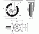 R.GIR.PLACA 125-160-1 METALICO-GOMA NEGRA EJE RODILLOS