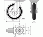 R.GIR.PLACA 125-200-1 METALICO-GOMA NEGRA EJE RODILLOS
