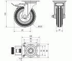 R.GIR.PLACA FRENO 125-125-3 METALICO-GOMA NEGRA EJE RODILLOS