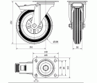 R.GIR.PLACA FRENO 125-200-3 METALICO-GOMA NEGRA EJE RODILLOS