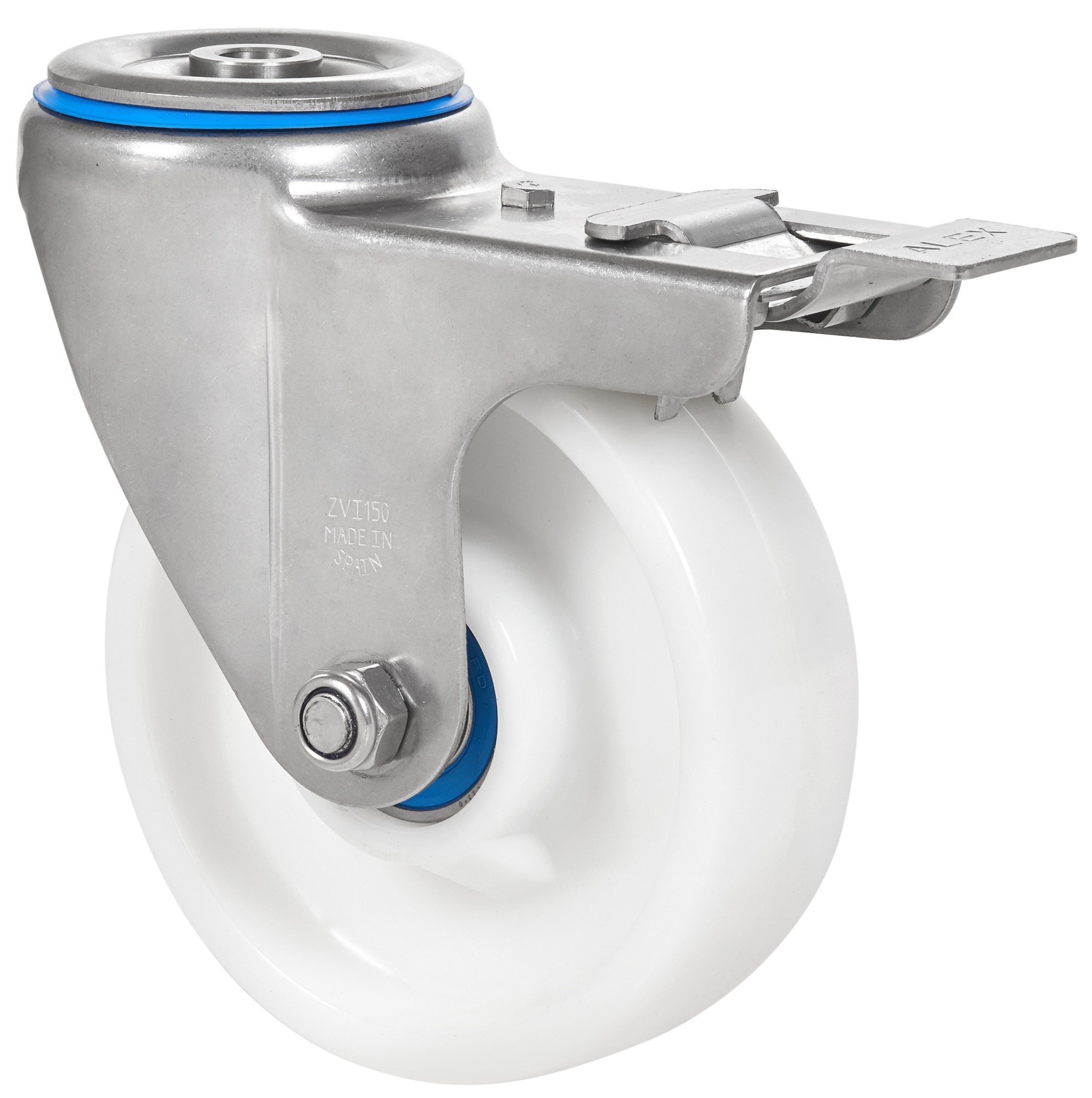 SERIE ZVI INOX-TN, Agujero pasante/Giratorio/Freno Rueda y Soporte
