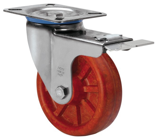 SERIE ZVI INOX-TD, Platina/Giratorio/Freno Rueda y Soporte