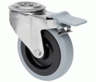 SERIE ZVI INOX-PGA, Giratorio/Agujero pasante/Freno Rueda y Soporte