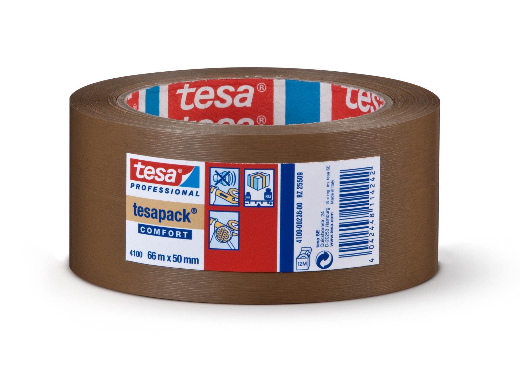 tesa 4100 Cinta de embalaje de PVC rugoso 66m x 50mm Marrón c/ etiq