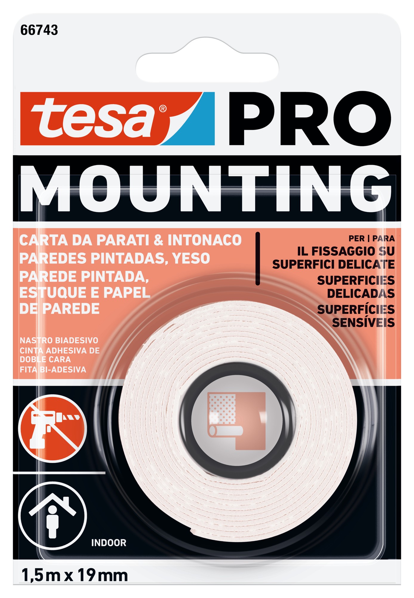Cinta doble cara Mounting PRO Pared Pintada 1,5x19mm