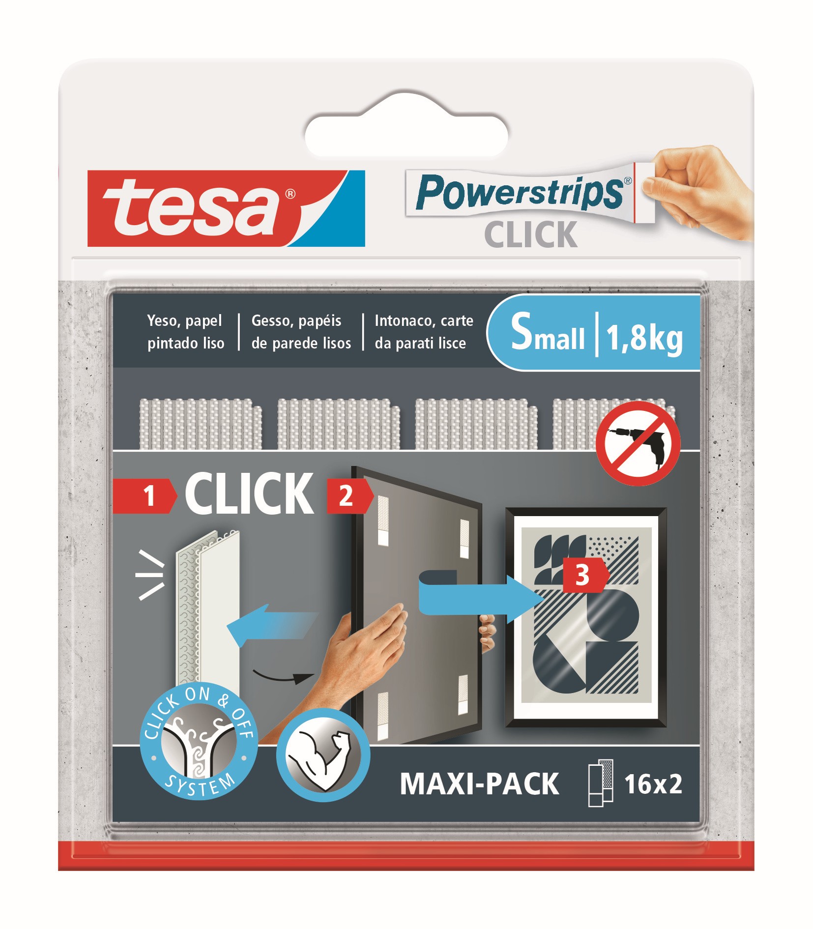 Tiras cuelga cuadros Powerstrips Click 16x2 S
