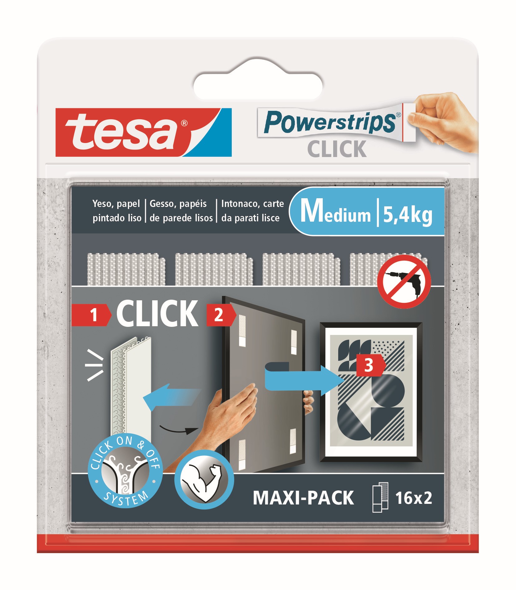 Tiras cuelga cuadros Powerstrips Click 16x2 M