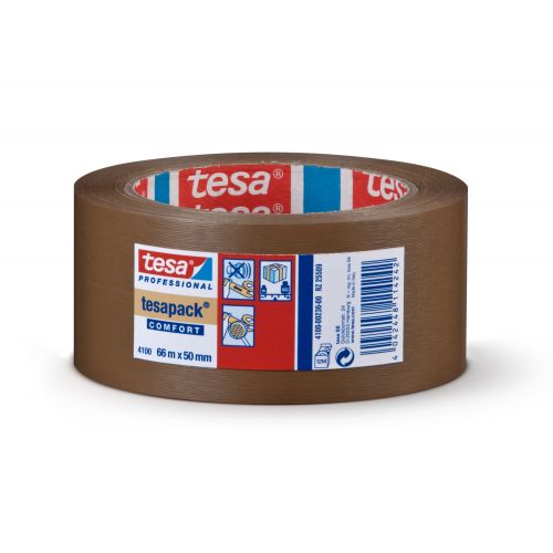 tesa 4100 Cinta de embalaje de PVC rugoso 66m x 50mm Marrón c/ etiq