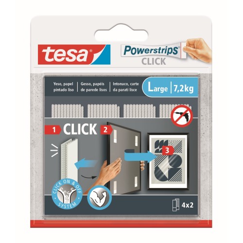 Tiras cuelga cuadros Powerstrips Click 4x2 L