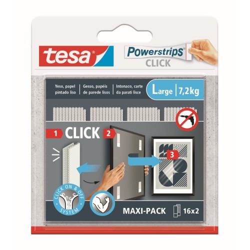 Tiras cuelga cuadros Powerstrips Click 16x2 L