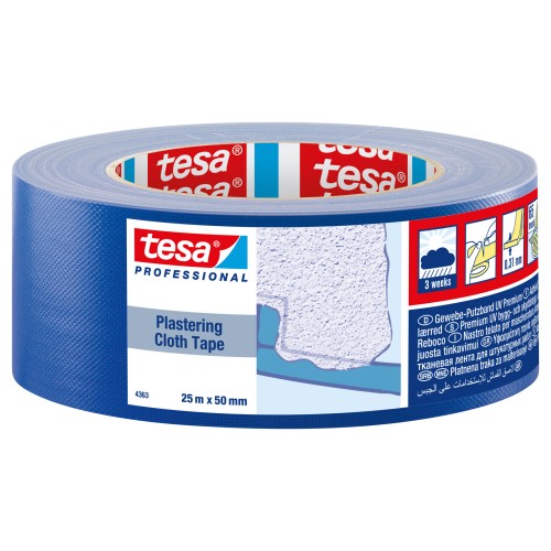 tesa 4363 Cinta de revoco de Tejido, 25m x 50mm