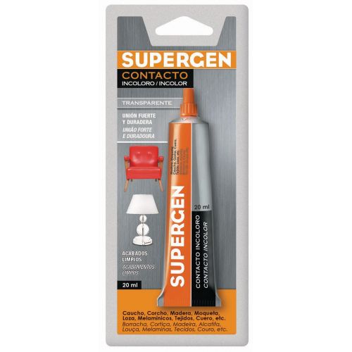 Pegamento de contacto Supergen incoloro - Blister - Tubo 20 ml