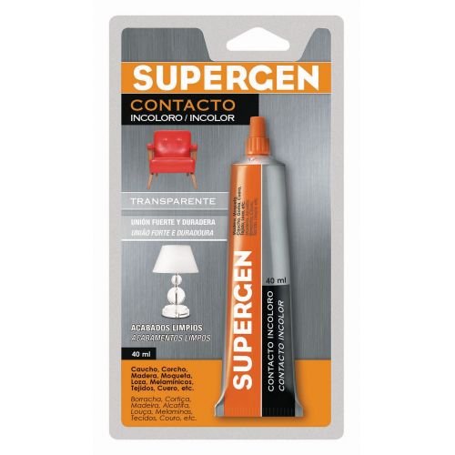 Pegamento de contacto Supergen incoloro - Blister - Tubo 40 ml