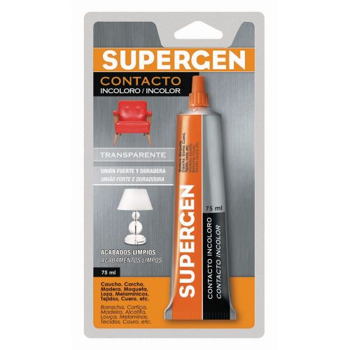 Pegamento de contacto Supergen incoloro - Blister - Tubo 75 ml