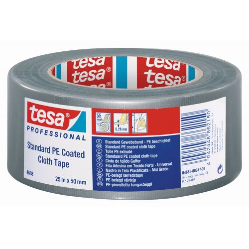 tesa 4688 Cinta de tejido Gaffer  25m x 50mm Plata