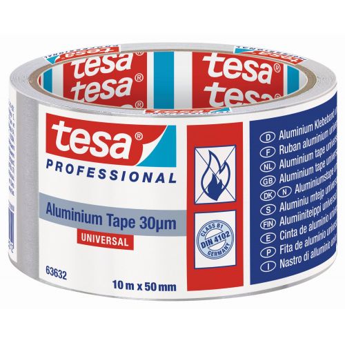 tesa Cintas de Aluminio Universal 30 micras 10m x 50mm con protector