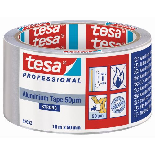 tesa Cintas de Aluminio Fuerte 50 micras 10m x 50mm con protector