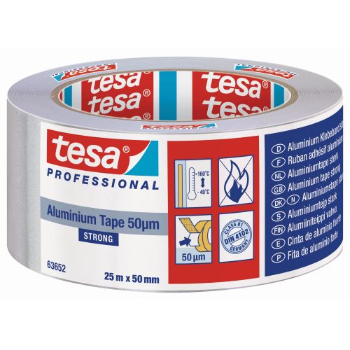 tesa Cintas de Aluminio Fuerte 50 micras 25m x 50mm con protector