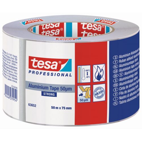 tesa Cintas de Aluminio Fuerte 50 micras 50m x 75mm con protector